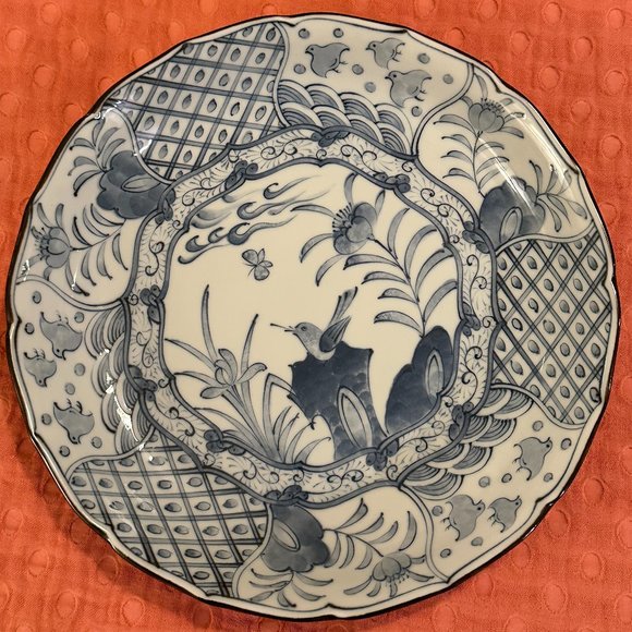 Blue and white botanical motif plate - Picture 1 of 6